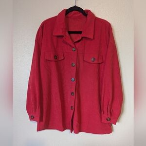 Red Fall Jacket ribbed Size Large